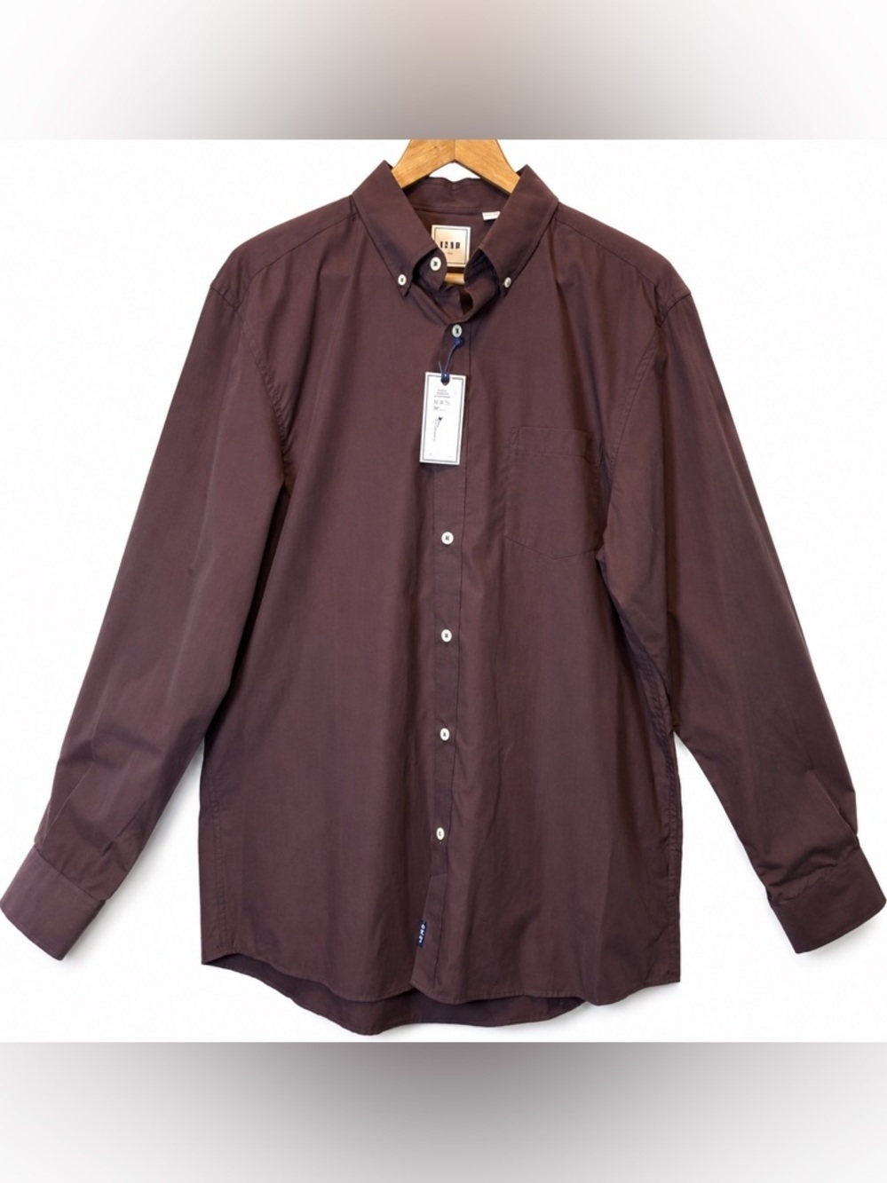 ROWM Men's Long Sleeve Shirt Cotton Small Plaid Purple/Blue - Sz L NWT